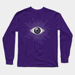 Violet Purple Evil Eye Silver Eyelashes Sun Moon Star Nazar Mati Talisman Long Sleeve T-Shirt